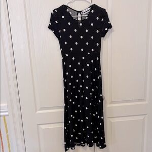 UO| Vintage-Style Black & White Polka Dot Dress